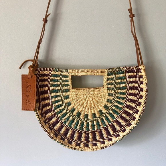 nena and co Handbags - Nena and Co Ghana Half Moon Straw Clutch No. 2196